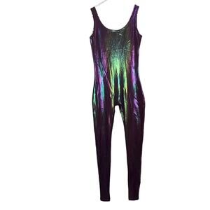 Taylor Fit Wear Jumpsuit Metallic Pull On Size L Sleveless Full Length Stretchy